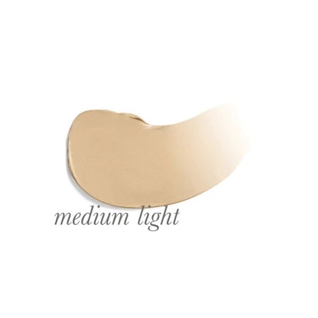 Próbka koloru Medium Light - to odcień w ciepłej tonacji z delikatnymi żółtymi podtonami, który dodaje skórze promiennego wyglądu. Pasuje do osób o jasnej lub średniej karnacji.