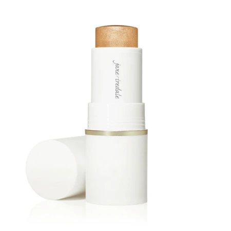 Na zdjęciu widzimy wielofunkcyjny kremowy, mineralny rozświetlacz w sztyfcie tzw. stick; Glow Time®  Highlighter Stick marki Jane Iredale w odcieniu Eclipse.