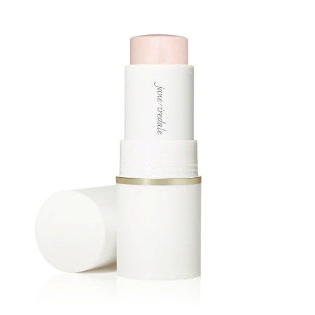 Na zdjęciu widzimy wielofunkcyjny kremowy, mineralny rozświetlacz w sztyfcie tzw. stick; Glow Time®  Highlighter Stick marki Jane Iredale w odcieniu Cosmos.