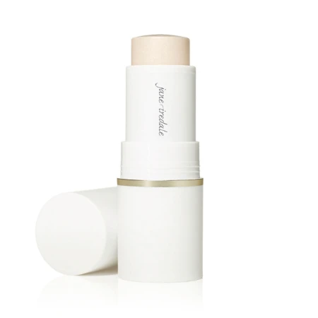 Na zdjęciu widzimy wielofunkcyjny kremowy, mineralny rozświetlacz w sztyfcie tzw. stick; Glow Time®  Highlighter Stick marki Jane Iredale w odcieniu Solstice.