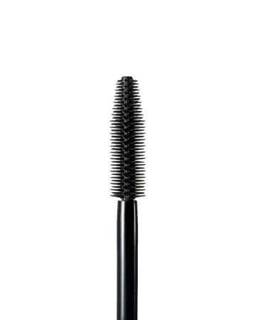 Szczoteczka tuszuJane Iredale Lash Fixation Tubing Mascara w dużym zbliżeniu. Kształt stożkowy, gęste, równomierne  silikonowe wypustki równomiernie rozdzielają rzęsy, zapobiegają ich sklejaniu i umożliwiają dokładne pokrycie tuszem.
