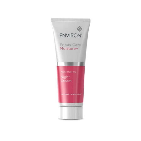 Tubka z białą zakrętką kremu ENVIRON Night Cream w odcieniach bieli i różu, z nazwą produktu na środku i logo Environ na górze.