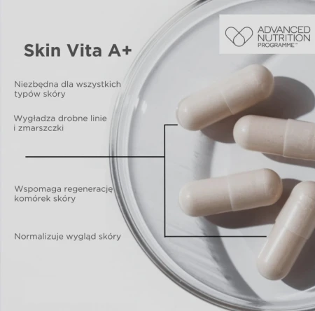 ANP Skin Vit A+ - suplement z witaminami A i D wspomagający regenerację komórek skóry, 60 kapsułek