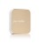Na zdjęciu jest zakmnięte, kompaktowe opakowanie wielokrotnego użytku marki jane iredale.  Mminimalistyczny, elegancki design w kolorze złotym z logiem marki.