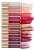 Na przesłanym zdjęciu widzimy całą gamę kolorystyczną błyszczyków HydroPure Hyaluronic Lip Gloss marki Jane Iredale. od transparentnych, przez delikatne róże i brzoskwinie, aż po intensywne czerwienie i burgundy. Ułożone poziomo