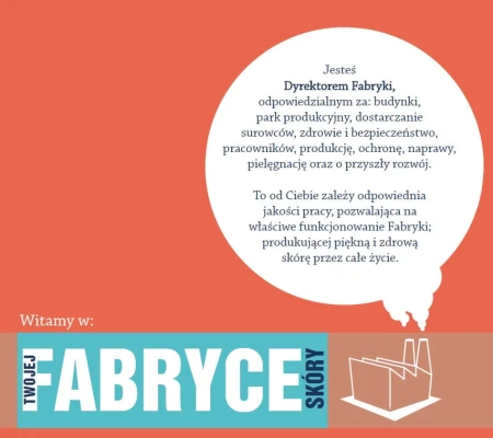 Tylna okładka książki „Twoja Fabryka Skóry”, opisująca czego można spodziewać się po jej  treści.
