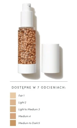 Butelka Jane Iredale HydroPure™ Tinted Serum wykonana z przezroczystego tworzywa sztucznego, co pozwala widzieć kolor i ilość produktu w środku. Pod butelką jest dostępne odcienie do kupienia.
