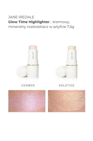 Na zdjęciu widać próbki kolorów produktu Glow time highlighter  w formie swatchy, na damskim przedramieniu o jasnej i średniej karnacji