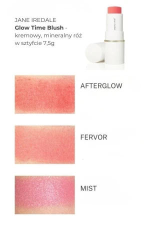 Na zdjęciu widać próbki kolorów produktu Glow time blush  w formie swatchy, na damskim przedramieniu o jasnej i średniej karnacji