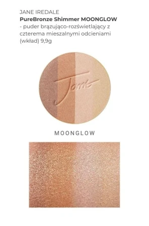 Na zdjęciu widać próbki kolorów produktu purebronze shimmer bronzer moonglow w formie swatchy, na damskim przedramieniu o jasnej i średniej karnacji.