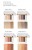 Na zdjęciu są cztery potrójne palety cieni do powiek Jane Iredale. Zawierają po trzy odcienie o różnorodnej tonacji a pod nimi są próbki kolorów na dłoni o jasnej karnacji.