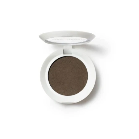 Na zdjęciu widzimy otwarte opakowanie jane iredale PureBrow™ Brow Powder w odcieniu Medium Brown.  To średni brąz o chłodnym, neutralnym tonie. Idealnie sprawdza się u osób o średnich i ciemniejszych włosach.