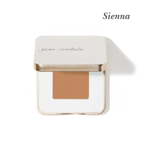 Cień do powiek Jane Iredale PurePressed Eye Shadow Single w odcieniu Sienna. Jasny terakotowy odcień z domieszką pomarańczu, matowy. Świetny wybór do ciepłych makijaży dziennych, dodaje świeżości i promienności.