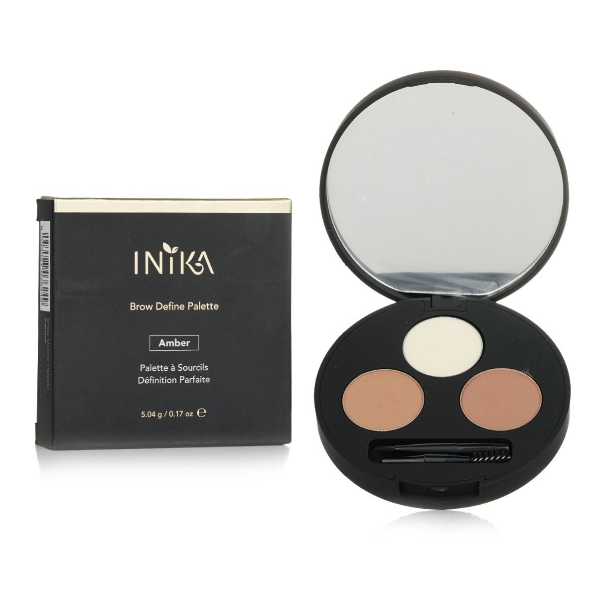 INIKA ORGANIC Brow Palette AMBER - wegańska, wielofunkcyjna paleta do makijażu brwi 5g 