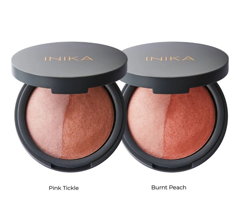 INIKA ORGANIC Mineral Baked Blush Duo BURNT PEACH - wegański, mineralny róż do policzków 6,5 g 