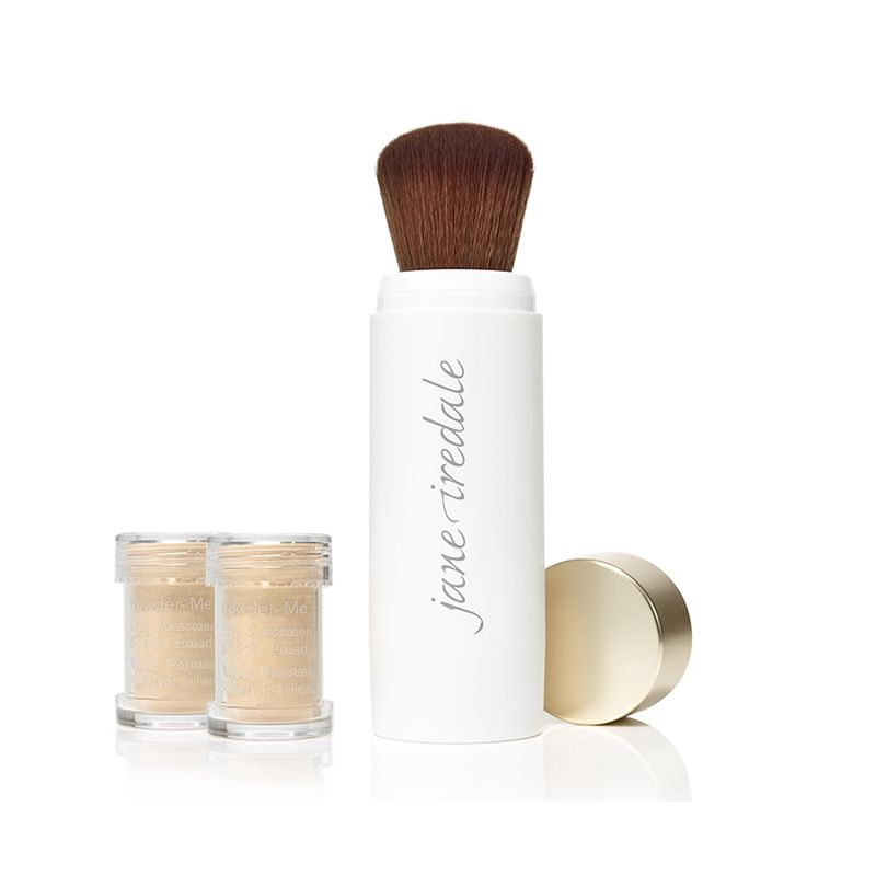 JANE IREDALE Powder-Me SPF 30 Dry Sunscreen GOLDEN - mineralna ochrona przeciwsłoneczna w pudrze z pędzlem i 2 uzupełniającymi wkładami