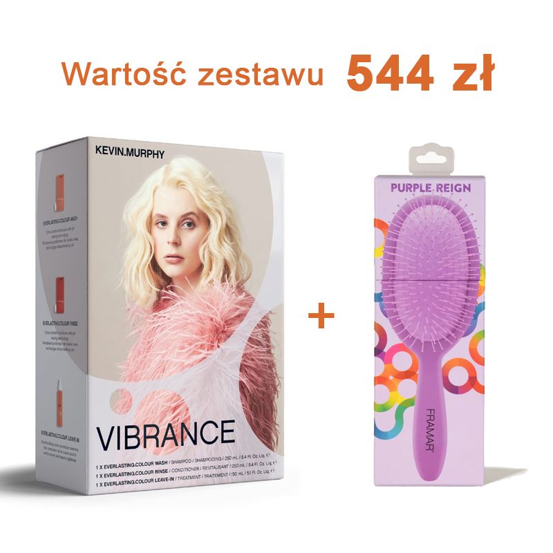 Kevin Murphy Zestaw Holiday Vibrance - ochrona włosów farbowanych, rozjaśnianych, suchych + szczotka FRAMAR