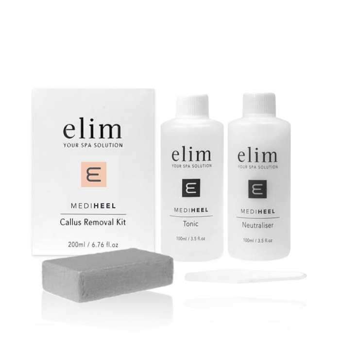 Elim MediHeel Callus Softening Kit -  zestaw do zmiękczania i usuwania zrogowaceń, odcisków i martwego naskórka 200ml