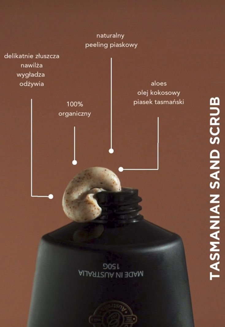 THREE WARRIORS Tasmanian Sand Scrub - delikatny, organiczny peeling, przygotowanie skóry do samoopalacza 150 g
