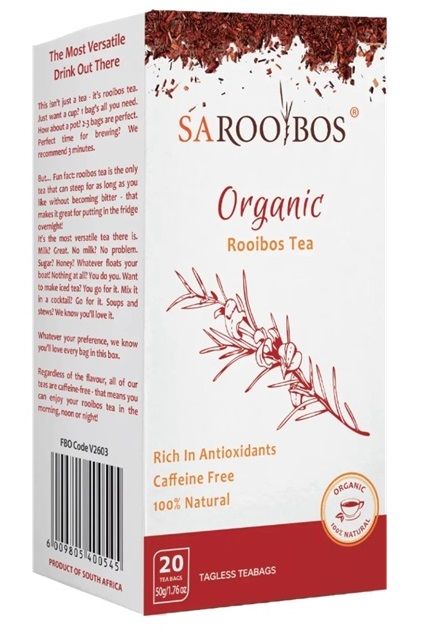 SA ROOIBOS - organiczna herbata Rooibos Tea, naturalna, bez kofeiny, bogata w antyoksydanty, 20 saszetek